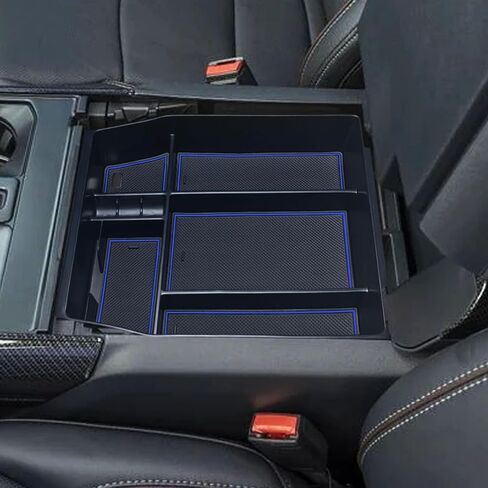 منظم وحدة التحكم المركزية متوافق مع الملحقات الداخلية 2021 2022 2023 2024 Ford F150، صينية تخزين إدراج صندوق مسند الذراع (وحدة التحكم الكاملة مع مقاعد الدلو فقط) - أسود in Saudi Arabia