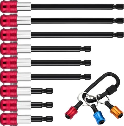 12 Pieces Drill Bit Extension Set, 9 Pieces Magnetic Drill Extension with 3 Sizes (2", 4", 6") and 3 Pieces Bit Holder, Suitable for 1/4 Inch Hexagon Single Head Drill Bit in Kuwait