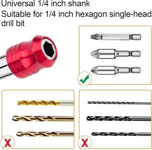 12 Pieces Drill Bit Extension Set, 9 Pieces Magnetic Drill Extension with 3 Sizes (2", 4", 6") and 3 Pieces Bit Holder, Suitable for 1/4 Inch Hexagon Single Head Drill Bit in Kuwait