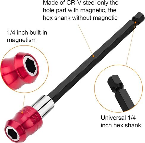 12 Pieces Drill Bit Extension Set, 9 Pieces Magnetic Drill Extension with 3 Sizes (2", 4", 6") and 3 Pieces Bit Holder, Suitable for 1/4 Inch Hexagon Single Head Drill Bit in Kuwait