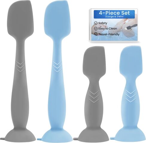 Upgraded 4-Pack Silicone Diaper Cream Spatula with Travel Case - Soft Full-Size & Mini Applicators for Rash Ointment, Diaper Care & Everyday Care, Ideal for Newborn Essentials and Baby Shower Gifts in Saudi Arabia