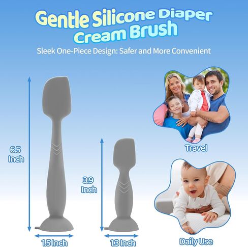 Upgraded 4-Pack Silicone Diaper Cream Spatula with Travel Case - Soft Full-Size & Mini Applicators for Rash Ointment, Diaper Care & Everyday Care, Ideal for Newborn Essentials and Baby Shower Gifts in Saudi Arabia