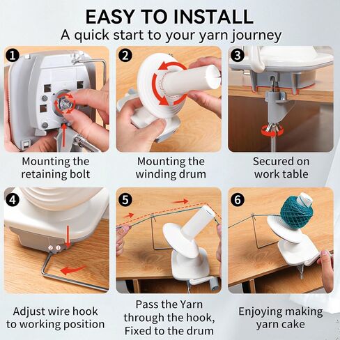 Yarn Winder, Yarn Ball Winder, Easy-to-Install Yarn Cake Winder Efficiently Make Neat 3.5 oz Yarn Cake, Sturdy ABS Yarn Winder for Crocheting with Lower Noise,The Helper for Knitting Enthusiast in Kuwait