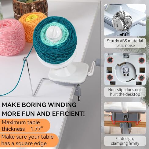 Yarn Winder, Yarn Ball Winder, Easy-to-Install Yarn Cake Winder Efficiently Make Neat 3.5 oz Yarn Cake, Sturdy ABS Yarn Winder for Crocheting with Lower Noise,The Helper for Knitting Enthusiast in Kuwait