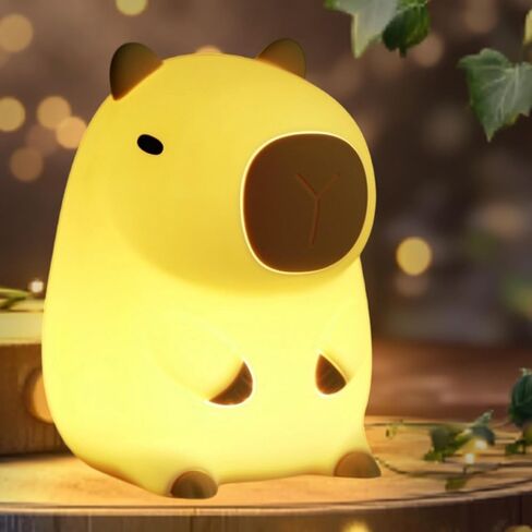 Capybara Night Light,Cute Silicone Squishy LED Animal Lamp,Dimmable Nursery Nightlight,Rechargeable Bedside Table Lamp with Touch Control,Xmas Birthday Gifts for Toddler,Breastfeeding in Saudi Arabia