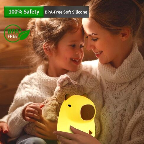 Capybara Night Light,Cute Silicone Squishy LED Animal Lamp,Dimmable Nursery Nightlight,Rechargeable Bedside Table Lamp with Touch Control,Xmas Birthday Gifts for Toddler,Breastfeeding in Saudi Arabia