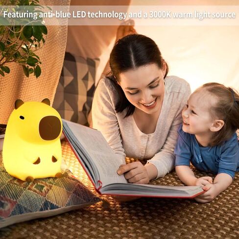 Capybara Night Light,Cute Silicone Squishy LED Animal Lamp,Dimmable Nursery Nightlight,Rechargeable Bedside Table Lamp with Touch Control,Xmas Birthday Gifts for Toddler,Breastfeeding in Saudi Arabia