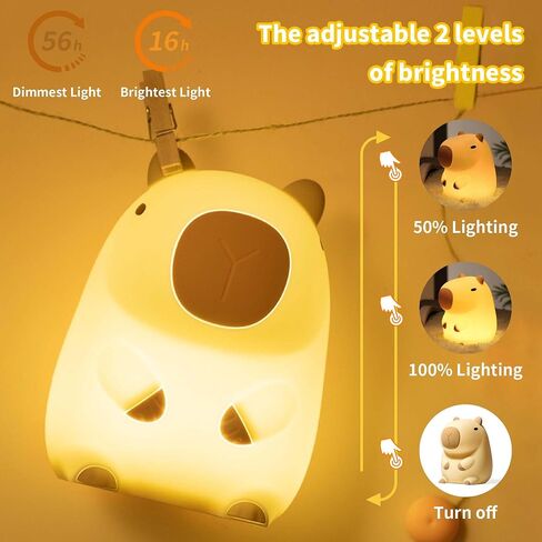 Capybara Night Light,Cute Silicone Squishy LED Animal Lamp,Dimmable Nursery Nightlight,Rechargeable Bedside Table Lamp with Touch Control,Xmas Birthday Gifts for Toddler,Breastfeeding in Saudi Arabia
