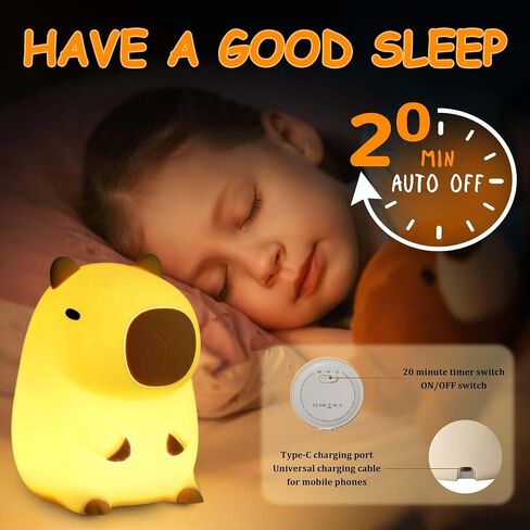 Capybara Night Light,Cute Silicone Squishy LED Animal Lamp,Dimmable Nursery Nightlight,Rechargeable Bedside Table Lamp with Touch Control,Xmas Birthday Gifts for Toddler,Breastfeeding in Saudi Arabia