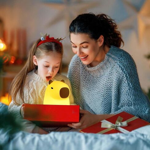 Capybara Night Light,Cute Silicone Squishy LED Animal Lamp,Dimmable Nursery Nightlight,Rechargeable Bedside Table Lamp with Touch Control,Xmas Birthday Gifts for Toddler,Breastfeeding in Saudi Arabia