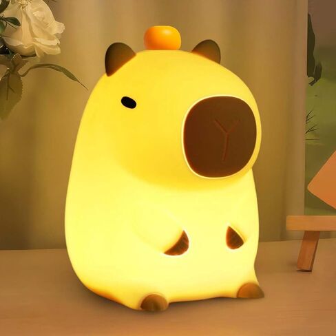 Capybara Night Light,Cute Silicone Squishy LED Animal Lamp,Dimmable Nursery Nightlight,Rechargeable Bedside Table Lamp with Touch Control,Xmas Birthday Gifts for Toddler,Breastfeeding in Saudi Arabia