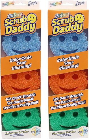 Scrub Daddy Color Sponges - Scratch-Free Multipurpose Dish Sponges for Kitchen, Bathroom + More - Household Cleaning Sponges Made with BPA-Free Polymer Foam (3 Count) in Kuwait