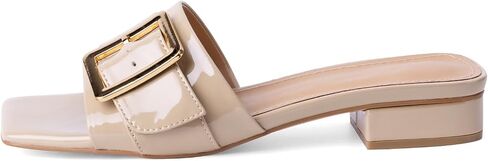 Women's Slide Heeled Sandals Opened Square Toe Chunky Block Heel Slippers with Buckle Slip on Casual Comfortable Pumps in Saudi Arabia