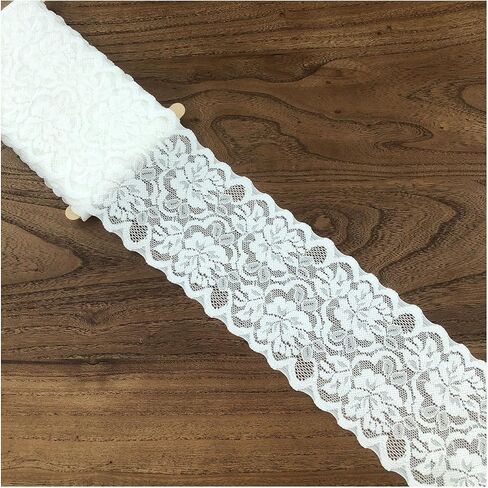 3 inch lace Trim, 5 Yards Long Black lace Ribbon with Good Elasticity of 1:2, Floral lace Design for Bridal Party, Halloween Party, hairbow Knot, DIY Jeans Sewing, and Home Decor in Kuwait