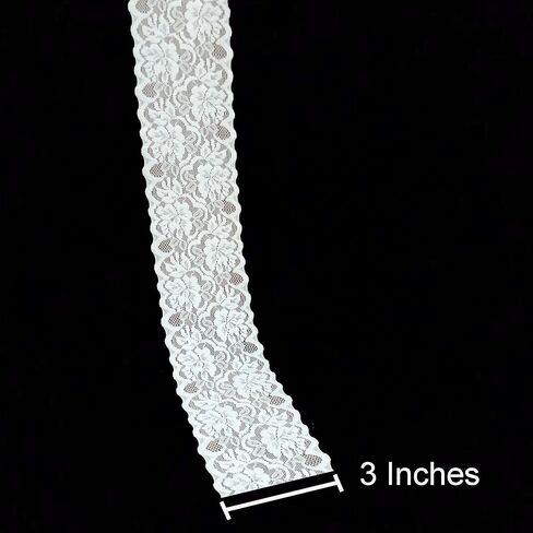 3 inch lace Trim, 5 Yards Long Black lace Ribbon with Good Elasticity of 1:2, Floral lace Design for Bridal Party, Halloween Party, hairbow Knot, DIY Jeans Sewing, and Home Decor in Kuwait