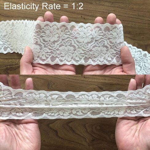 3 inch lace Trim, 5 Yards Long Black lace Ribbon with Good Elasticity of 1:2, Floral lace Design for Bridal Party, Halloween Party, hairbow Knot, DIY Jeans Sewing, and Home Decor in Kuwait