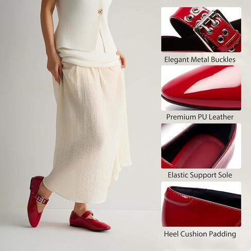 Mary Janes Flats for Women Round Toe Stylish Women's Ballet Flats Shoes for Casual Party Ball Wedding in Saudi Arabia