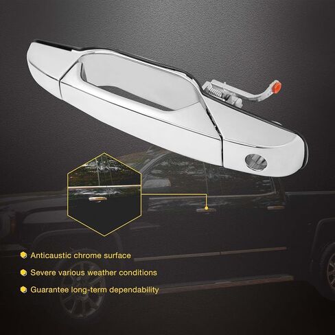 مقبض باب خارجي من الكروم جانب السائق الأيسر الخلفي | لسيارة تشيفي سيلفرادو سوبربان تاهو أفالانش 2007-2013، جي إم سي سييرا يوكون، كاديلاك إسكاليد | يستبدل # 22738725، 15915659، 25960521، 80105 in Saudi Arabia