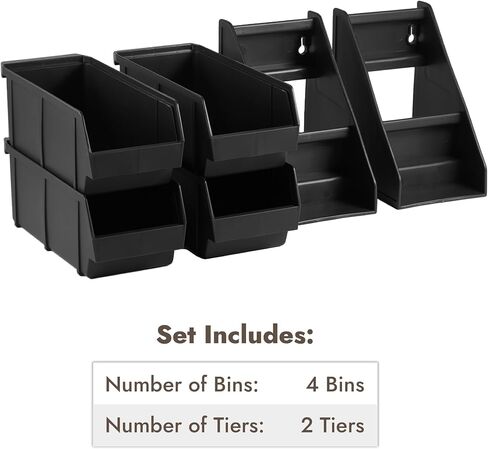 CURTA Black Self Serve Condiment Bin Stand Set, Removable Condiment Organizer with 3-Tier Stand and 6 Condiment Bins, 20" D x11.5 W x 14" H, Coffee Bar Beverage Station in Saudi Arabia