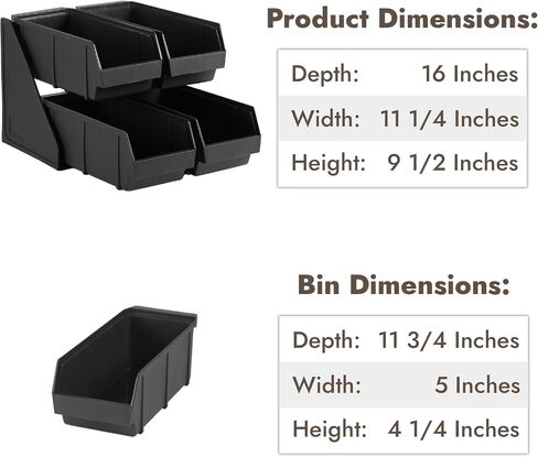 CURTA Black Self Serve Condiment Bin Stand Set, Removable Condiment Organizer with 3-Tier Stand and 6 Condiment Bins, 20" D x11.5 W x 14" H, Coffee Bar Beverage Station in Saudi Arabia