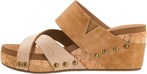 Corkys Footwear Women's Bashful 2.5 inch Wedge - Features a Strappy Upper, Slip-in Design, Comfortable EVA Insoles, a Studded Outsole, and a Toe Wrap in Kuwait