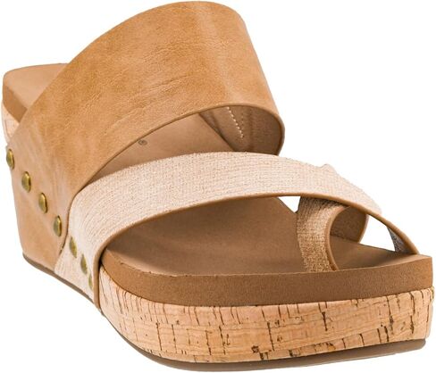 Corkys Footwear Women's Bashful 2.5 inch Wedge - Features a Strappy Upper, Slip-in Design, Comfortable EVA Insoles, a Studded Outsole, and a Toe Wrap in Kuwait