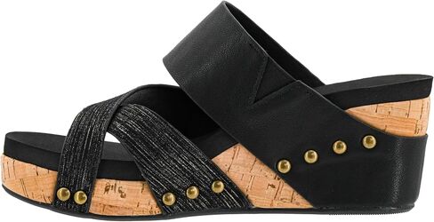 Corkys Footwear Women's Bashful 2.5 inch Wedge - Features a Strappy Upper, Slip-in Design, Comfortable EVA Insoles, a Studded Outsole, and a Toe Wrap in Kuwait