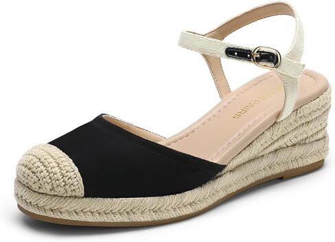DREAM PAIRS Women's Wedge Sandals, Closed Toe Espadrilles Platform Wedge Heels with Adjustable Ankle Straps and Comfortable Cushion Insoles in Kuwait