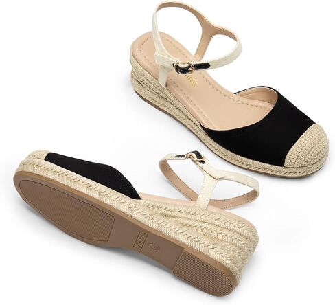 DREAM PAIRS Women's Wedge Sandals, Closed Toe Espadrilles Platform Wedge Heels with Adjustable Ankle Straps and Comfortable Cushion Insoles in Kuwait
