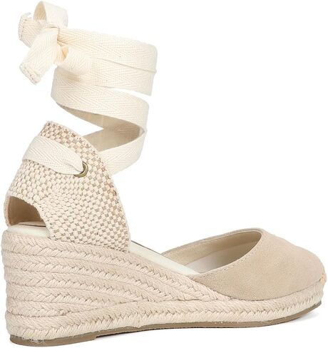 Women’s Platform Wedges Espadrilles, 3" Wedge, Soft Ankle-Tie Strap, Closed Toe, Classic Summer Sandals in Kuwait