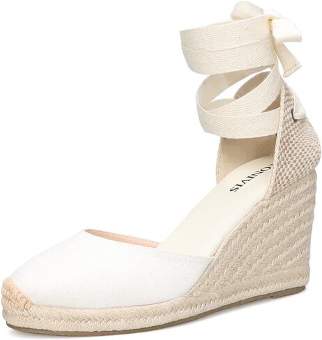 Women's Espadrille Wedge Sandals Closed Toe Lace-Up Shoes in Saudi Arabia