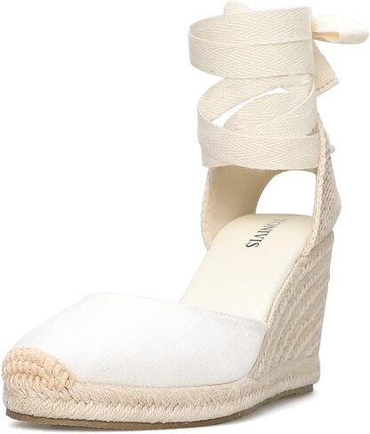 Women's Espadrille Wedge Sandals Closed Toe Lace-Up Shoes in Saudi Arabia