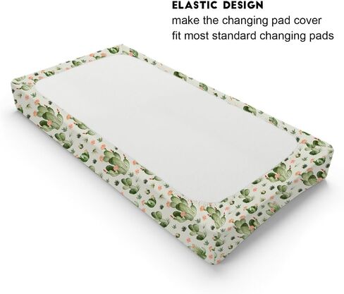 Desert Cactus Floral Diaper Baby Changing Pad Covers for Boy Girl 32''x16'' Watercolor Cactus Southwest Plants Fitted Change Table Mats Vintage Cactus Flowers Soft Breathable Cradle & Bassinet Sheets in Saudi Arabia