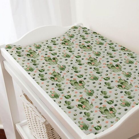 Desert Cactus Floral Diaper Baby Changing Pad Covers for Boy Girl 32''x16'' Watercolor Cactus Southwest Plants Fitted Change Table Mats Vintage Cactus Flowers Soft Breathable Cradle & Bassinet Sheets in Saudi Arabia
