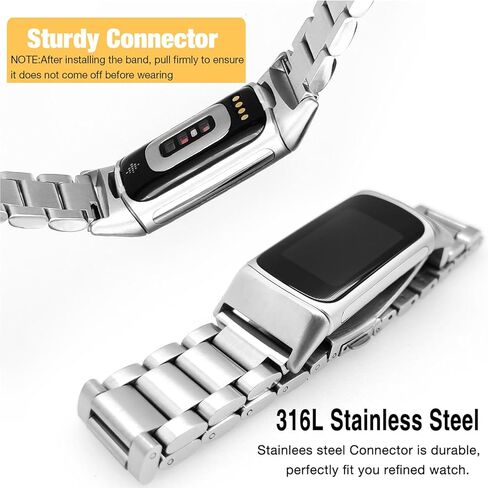 سوار Abanen من الفولاذ المقاوم للصدأ لجهاز Fitbit Charge 6 / Charge 5 المتطور، حزام معصم معدني قابل للتعديل بطول متوافق مع Fitbit Charge 5 للرجال والنساء in Kuwait