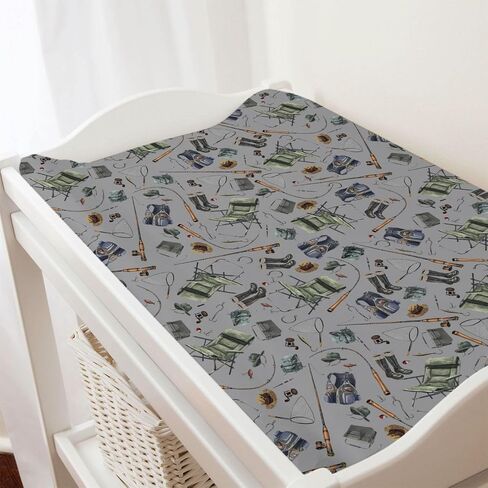 Fishing Changing Pad Covers for Boys Fishing Lovers Gift Baby Diaper Changing Table Sheets Ultra Soft Breathable Stretchy Changing Table Covers Fishing Nursery Bedding Change Table Mat 32''x16'' in Saudi Arabia