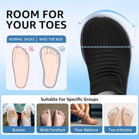 STQ Wide Toe Box Walking Shoes Women : Sock Orthopedic Slip On Shoe, Non-Slip Comfort Mesh Diabetic Sneakers for Plantar Fasciitis Relief, Bunions in Saudi Arabia