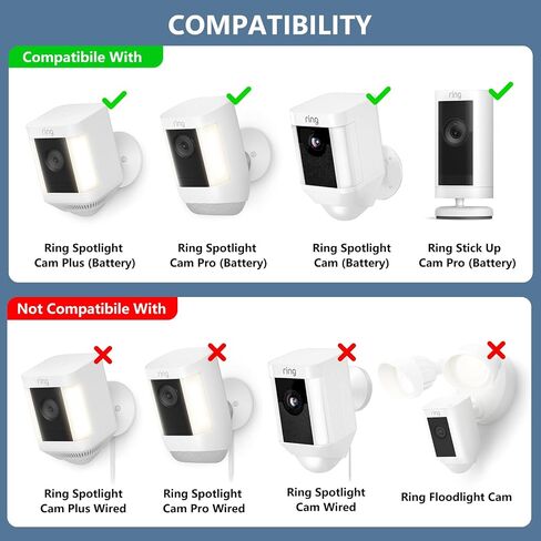 Adjustable Wall Mount for Ring Spotlight Cam Plus/Pro (Battery) and Ring Stick Up Cam/Pro (Battery), 360° Swivel Mounting Bracket for Indoor and Outdoor Use,Black in Kuwait