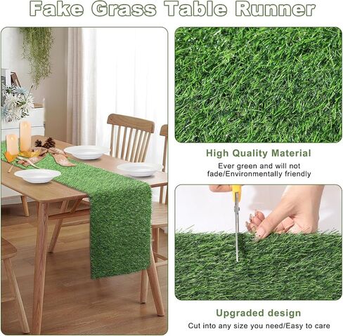Artificial Grass Table Runners-13 x 48 Inches Faux Grass Table Runner for Golf Themed Party,Synthetic Turf Table Runner for Wedding Party, Birthday, Banquet, Baby Shower, Home Decor in Saudi Arabia