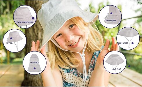 Adjustable Wide Brim Sun Hat - Summer Bucket Hat for Infant Toddler and Kids UPF 50+ in Saudi Arabia