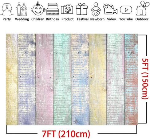 LYWYGG 7x5ft Colorful Rustic Wood Fence Wall Texture Easter Photography Backdrops Paint Child Baby Shower Birthday Party Background CP-146 in Saudi Arabia
