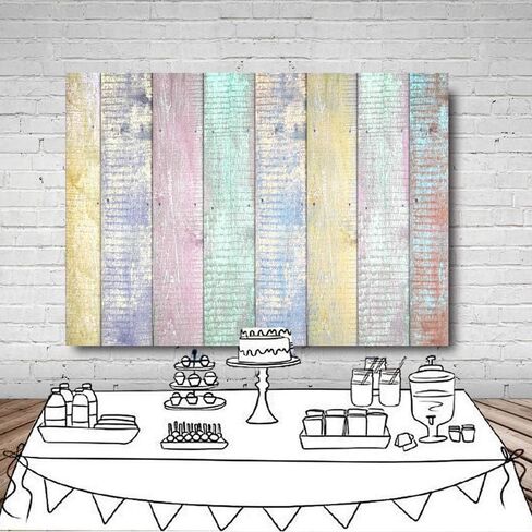 LYWYGG 7x5ft Colorful Rustic Wood Fence Wall Texture Easter Photography Backdrops Paint Child Baby Shower Birthday Party Background CP-146 in Saudi Arabia