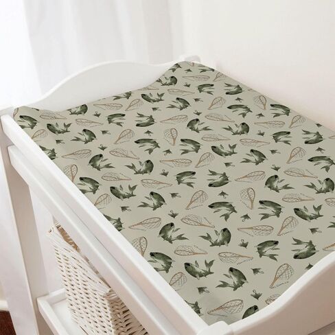 Vintage Bass Fishing Baby Changing Pad Covers for Boy Girl 32''x16'' Lake Fish Fitted Diaper Change Table Pad Sheets Neutral Fishing Lovers Gift Comfort Soft Breathable Baby Changing Table Mats in Saudi Arabia