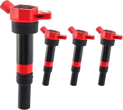 CarBole 4 Pack Ignition Coil UF764 & Spark Plugs LK7RFI-8, Compatible with Genesis G70 G80 G90, Hyundai Sonata Santa Fe Sport Tucson, Kia Optima Sorento Replacement GN10730, C988, E1264, IC871 in Kuwait