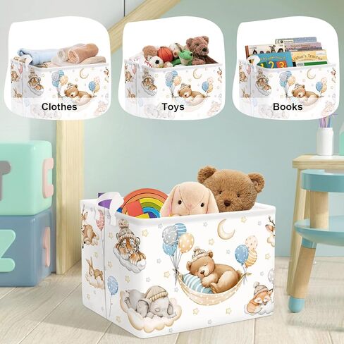 Sleeping Animals Baby Laundry Hamper Collapsible Clothes Kids Storage Basket Large Boys Girls Gift Toy Box Bin for Nursery, Elephant, 36L in Kuwait