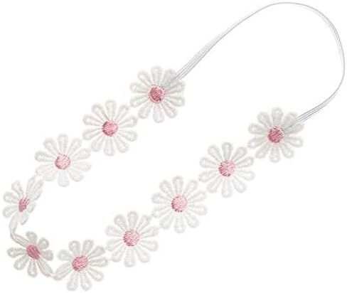 2pcs طفلة فتاة الدانتيل زهرة العصابات ناعمة مرنة الشعر العصابات الرأس لطيف الأزهار لتصوير الطفل (أصفر ، وردي ، 14.96 بوصة) in Kuwait