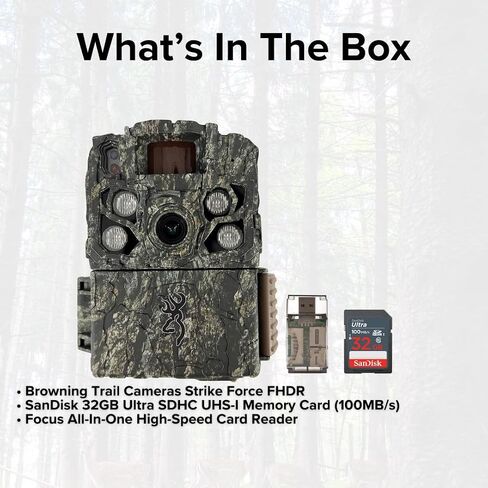 Browning Trail Cameras Strike Force FHDR with Gen 2 Night Optics System Bundle with 32GB Memory Card and All-in-One High-Speed Card Reader (3 Items) in Saudi Arabia