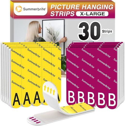 شرائط تعليق الصور شديدة التحمل مقاس XL، 20 زوجًا/40 شريطًا شماعات صور بخطاف وحلقة A+B، شماعات ملصقات معلقة خالية من التلف وقابلة للإزالة، شرائط حائط لاصقة، شرائط تعليق شماعات ملصقات كبيرة جدًا in Kuwait