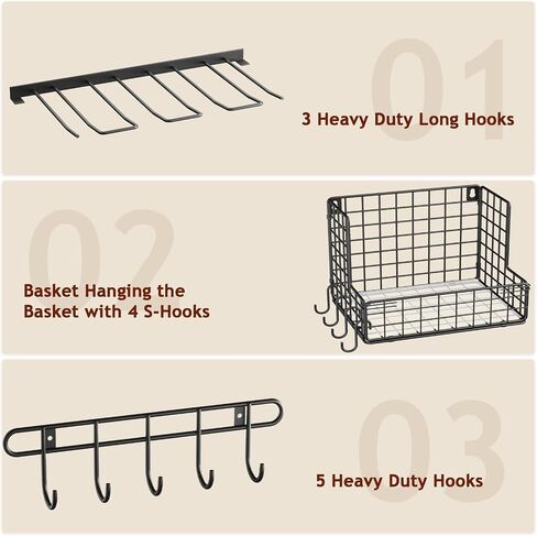 Power Tool Organizer Wall Mount - Multifunctional Garage Organization with Hanging Hooks and Baskets, Wall Shelving Drill Holder, Gift for Man Storage Rack, Black in Kuwait