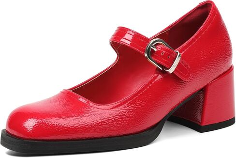 Oiamenne Mary Janes for Women Platform Chunky Heels Comfortable Square Toe Block Heels Dress Wedding Shoes in Saudi Arabia